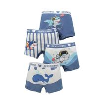 Boxer Infantil Respirável e Antibacteriano de Algodão - Conjunto com 4 Peças (1 a 14 anos)