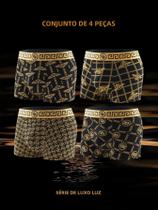 Boxer Masculino Respirável - 4 Peças com Estampa Moderna e Elegante Boxer Masculino Respirável - 4 Peças com Estampa Moderna e Elegante