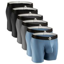 Boxers bóxer para hombres reales en nylon con bolsa D anti roce negro/gris 6 unidades Boxers bóxer para hombres reales en nylon con bolsa D anti roce negro/gris 6 unidades