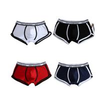 Boxers De Algodão Masculino Respirável Sólido Cintura Média Roupa Interior Na Moda Shorts Masculinos