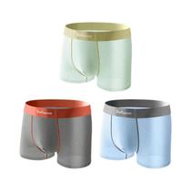 Boxers Masculinos Cool Ice Silk Antibacterianos Sem Costura Em Malha 3 Peças Roupa Íntima Respirável