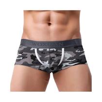 Boxers Masculinos De Algodão Respirável Com Bolso Convexo Em U, Estampa De Folhas, Roupa Íntima