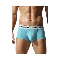 Boxers Masculinos Slim Fit Em Algodão, Cintura Média Baixa, Cor Sólida, Respirável, Shorts