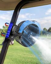BOYISEN Ventilador Magnético para Carrinho de Golfe com Borrifador, Portátil com Bateria de 12.000 mAh, 4 Velocidades, Lanterna de LED, Compatibilidade Universal com EZGO, Club Car, Yamaha e Acessórios de Navios de Cruzeiro Essencial de Viagem