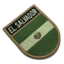 BP0203EV03 Bandeira El Salvador Patch Bordado Fecho Contato