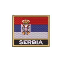 BP0425N-001 Bandeira Sérvia Patch Bordado 7,5x6,3cm