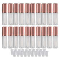 BQLZR Rose Gold Lip Gloss Tubes 1.2ml Plástico Vazio Claro Bálsamo Bálsamo Recipiente Cosméticos Ferramentas de Maquiagem com Pacote de Rolha de 20