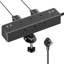 Braçadeira de mesa Power Strip Acozvin Flat Plug de 15 pés com 9 AC 8 USB