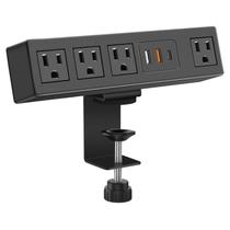 Braçadeira de mesa Power Strip CCCEI com portas USB-A e USB-C preta
