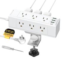 Braçadeira de mesa Power Strip Kungfuking 9 tomadas 4 USB 1700J Surge
