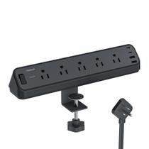 Braçadeira de mesa Power Strip TESSAN, 5 tomadas, 4 cabos USB de 1,8 m Braçadeira de mesa Power Strip TESSAN, 5 tomadas, 4 cabos USB de 1,8 m