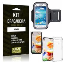 Braçadeira Sporte LG K61 + Capinha Anti Impacto + Película de Vidro - Armyshield