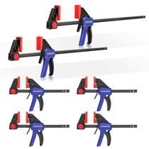 Braçadeiras de barra WORKPRO, pacote com 6 braçadeiras e espalhadores de uma mão, 15 cm/30 cm Braçadeiras de barra WORKPRO, pacote com 6 braçadeiras e espalhadores de uma mão, 15 cm/30 cm