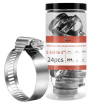 Braçadeiras de mangueira AKIHISA 27-51mm em aço inoxidável 304, pacote com 24 Braçadeiras de mangueira AKIHISA 27-51mm em aço inoxidável 304, pacote com 24