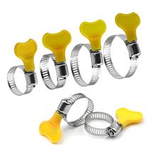 Braçadeiras De Mangueira De Torção Manual Com Alça De Plástico Amarelo Ajustável 5 Peças 8-44mm 201