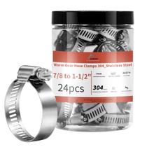 Braçadeiras de mangueira Worm Gear AKIHISA 304 em aço inoxidável, pacote com 24 Braçadeiras de mangueira Worm Gear AKIHISA 304 em aço inoxidável, pacote com 24