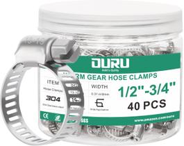 Braçadeiras de mangueira Worm Gear OURU em aço inoxidável 40PCS 13-19 mm