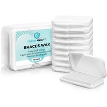 Brace Wax Fresh Knight 10 estojos com 50 tiras de cera e estojo de armazenamento
