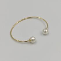 Bracelete 2 Bolinhas Pérola Folheado A Ouro 18K Antialérgico - RSPRI008