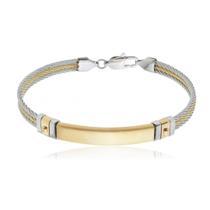 Bracelete 20 Cm Aço Com Tiras Torcidas E Placa Gold Bracelete 20 Cm Aço Com Tiras Torcidas E Placa Gold