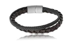 Bracelete 20 cm Couro Marrom Trançado