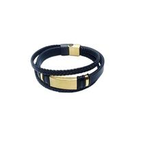 Bracelete 20cm Couro Trabalhado, Placa Fosca Central e detalhe trançado Bracelete 20cm Couro Trabalhado, Placa Fosca Central e detalhe trançado