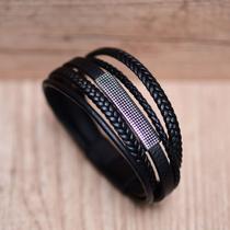 Bracelete 20cm em Couro Trabalhado Placa frontal e tiras de Couro Bracelete 20cm em Couro Trabalhado Placa frontal e tiras de Couro