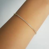 Bracelete Aberto 1 Fileira de Micro Zircônia Cristal Banhado a Ouro