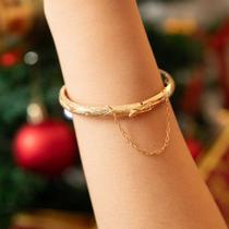 Bracelete Aberto Diamantado Folheado a Ouro 18k