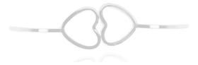 Bracelete Aberto Fio Quadrado 2 Corações 1.5 Mm Prata 925