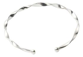 Bracelete Aberto Fio Torcido Com Detalhe Bolinha 4mm 4,5g