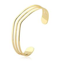 Bracelete Aberto Triplo em V Folheado a Ouro 18k