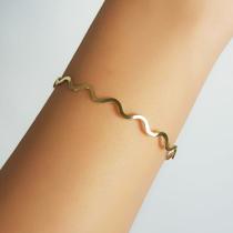 Bracelete Aberto Zig Zag Banhado a Ouro