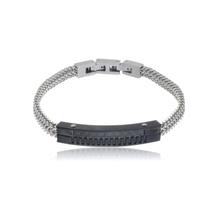 Bracelete Aço 21Cm 2 Fileiras Steel Seta Com Placa Black