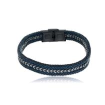 Bracelete Aço 21Cm Nylon Trançado ul 10Mm Com Faixa Black