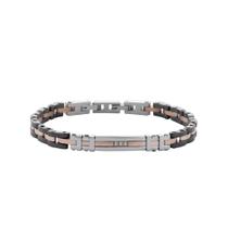 Bracelete Aço Com Placa Lisa Rosê E Zircônia Branca Rosso Bracelete Aço Com Placa Lisa Rosê E Zircônia Branca Rosso