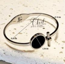 Bracelete Aço Inox ônix Bold Bracelete Aço Inox ônix Bold