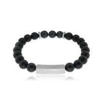 Bracelete Aço Shambala Onix Fosca E Trabalhado Craquelado Bracelete Aço Shambala Onix Fosca E Trabalhado Craquelado