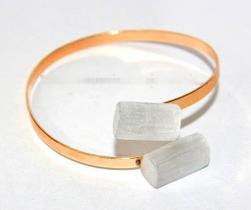 Bracelete Ajustável Dourado de Selenita Natural - 05 Unidades para Revenda