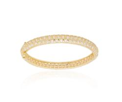 Bracelete Banhado a Ouro com Três Fileiras de Zircônias Cristais - Elegância e Sofisticação