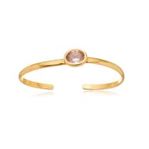 Bracelete Banhado A Ouro Com Zircônia Oval Quartzo Rosa