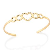 Bracelete banhado ouro 3x 24k 18k e 22k feminino pulseira 4 círculos vazados e 1 coração rommanel 552049