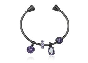 Bracelete Berloques com zircônias e folheado a ródio