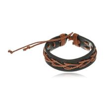 Bracelete Boca Santa Semijoias Couro Preto e Marrom Unisex