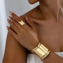 Bracelete Celina Banhado Minimalista Para Mulheres Dourado Neon