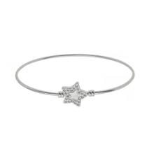 Bracelete Click Estrela Cristal Folheado em Prata