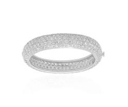 Bracelete com Cinco Fileiras de Zircônias Cristais Banhado a Ródio Branco - Acessório Elegante Bracelete com Cinco Fileiras de Zircônias Cristais Banhado a Ródio Branco - Acessório Elegante