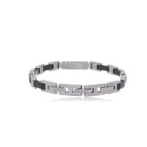 Bracelete de Aço 20cm com Zircônias Negras e Detalhe gold Bracelete de Aço 20cm com Zircônias Negras e Detalhe gold