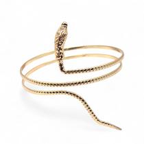 Bracelete De Cobra Espiral Regulável Detalhado Dourado Braço