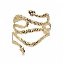 Bracelete De Cobra Larga Dourada de Duas Cabeças